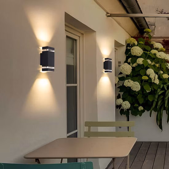 Quadrado para cima e para baixo luzes ao ar livre conduziu a luz de parede 10w bridgelux chip isolado driver branco fresco 6500k ip65 para jardim