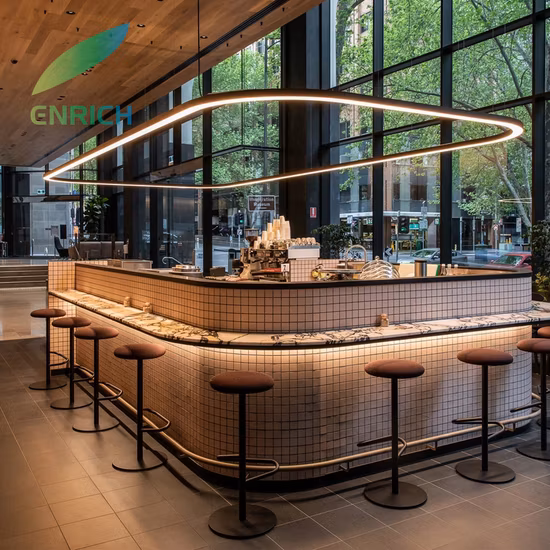 Luz linear pendente circular de LED de lados duplos com perfil de 60 * 80 mm